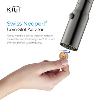 KIBI Hilo Single Handle Pull Down Kitchen Faucet, Titanium, W/O Soap Dispenser