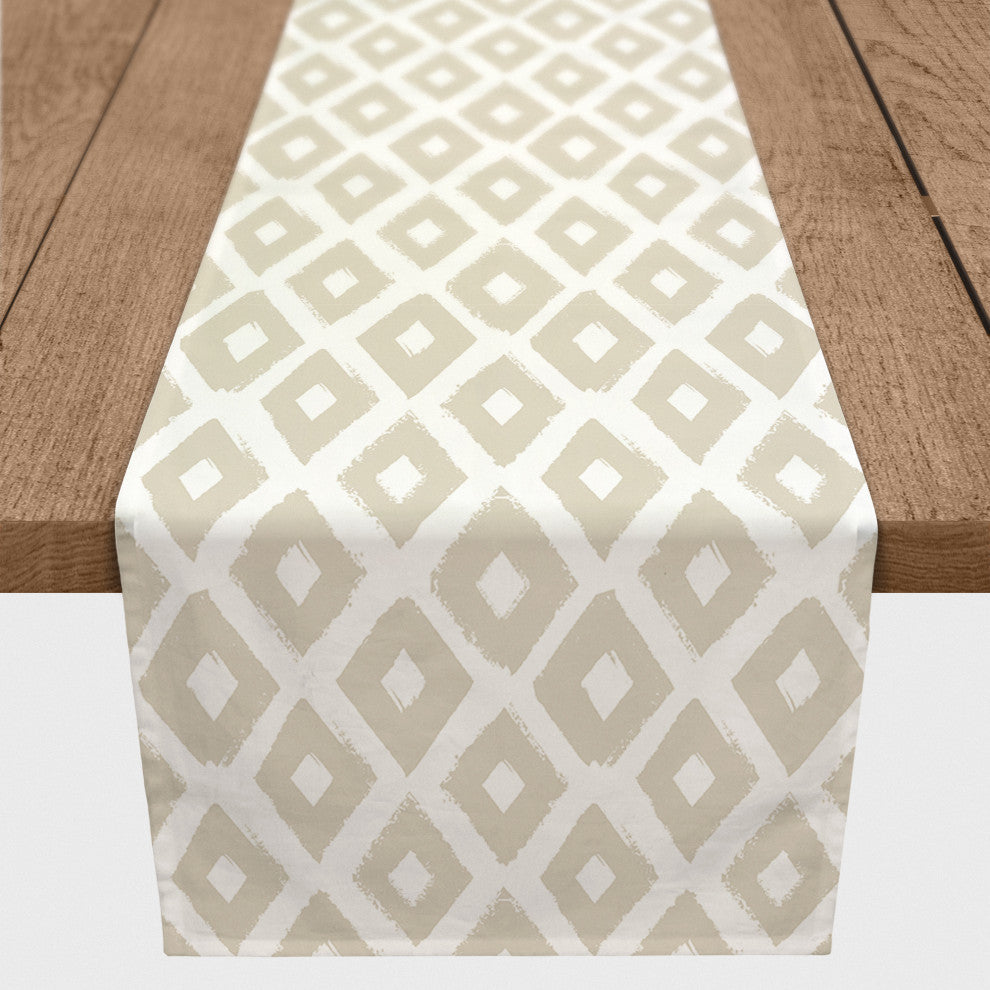 Gray Brush Diamond 16x90 Cotton Twill Runner