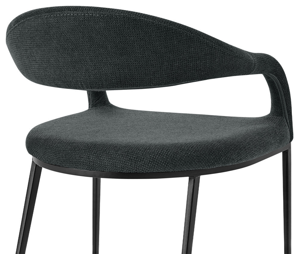 Morgan Matte Black and Charcoal Upholstered Dining Chairs, Set of 2