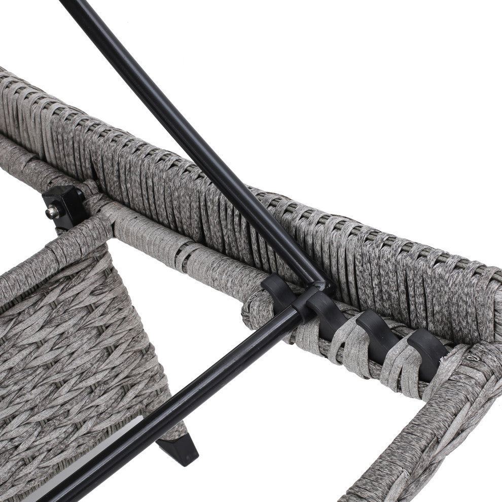 GDF Studio Crystal Outdoor Gray Wicker Chaise Lounge and Table, Set of 2