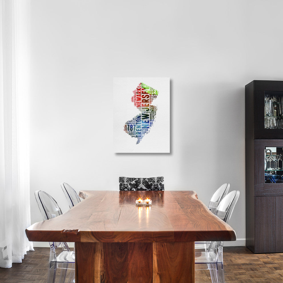 "New Jersey Watercolor Word Cloud" Fine Art Print