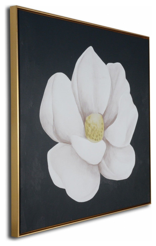 Delicate White Magnolia Flower Framed Canvas Wall Art