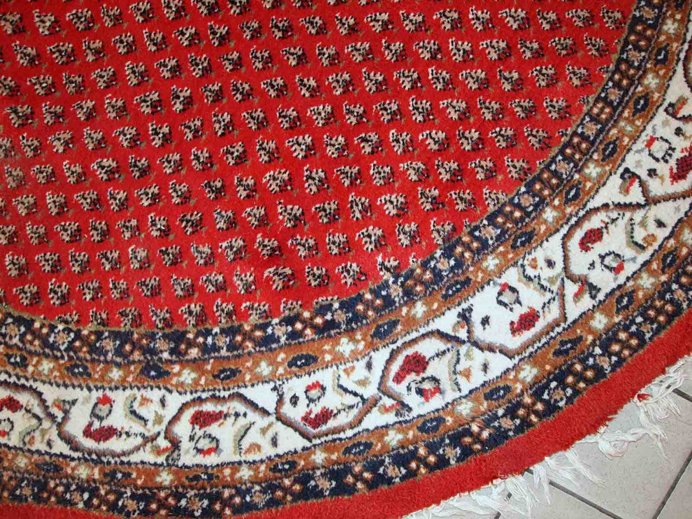 Handmade vintage Indo-Seraband rug 6.5' x 9.8' (198cm x 298cm) 1980s