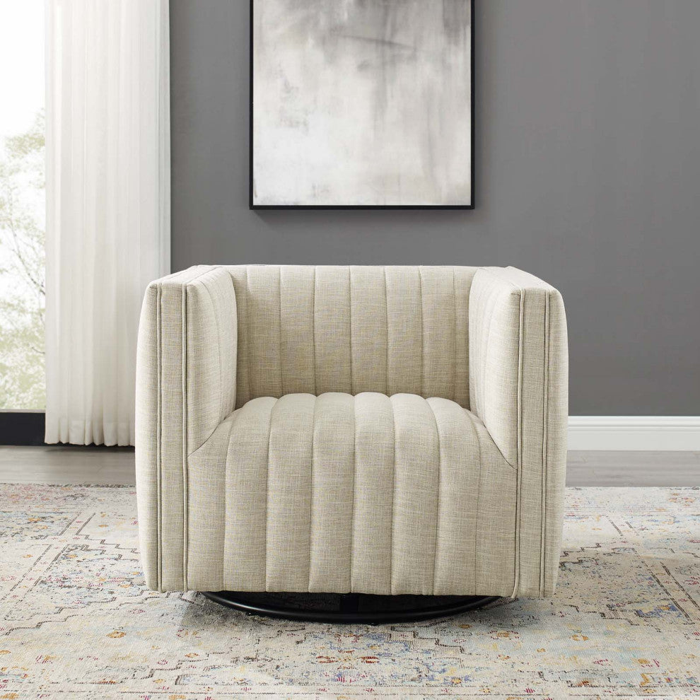 Tufted Armchair Accent Chair, Fabric, Beige, Modern, Living Lounge Hospitality