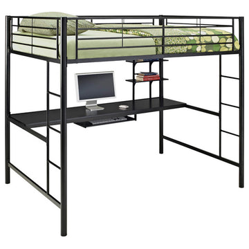 Roseto WEIF38478 Full Steel Loft Bed - Black