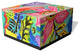 "Secret Garden Floral II" Printed Glass Cocktail Table with Black Plinth Base