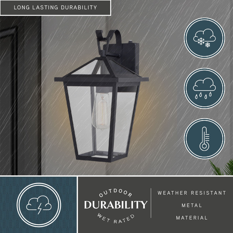 Derby 8-in W 1 Light Dusk to Dawn Matte Black Outdoor Wall Lantern Clear Glass