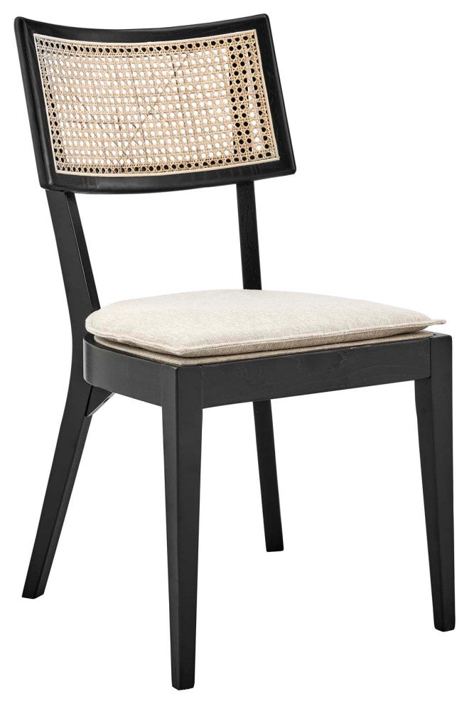 Caledonia Wood Dining Chair Set of 2, Black Beige