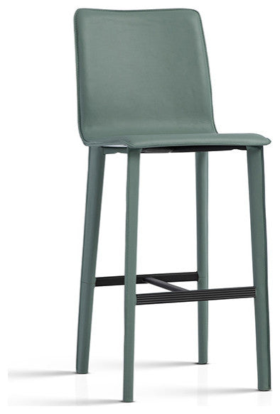 Perugia Top Grain Leather Bar Stool, Heritage Leather-Black