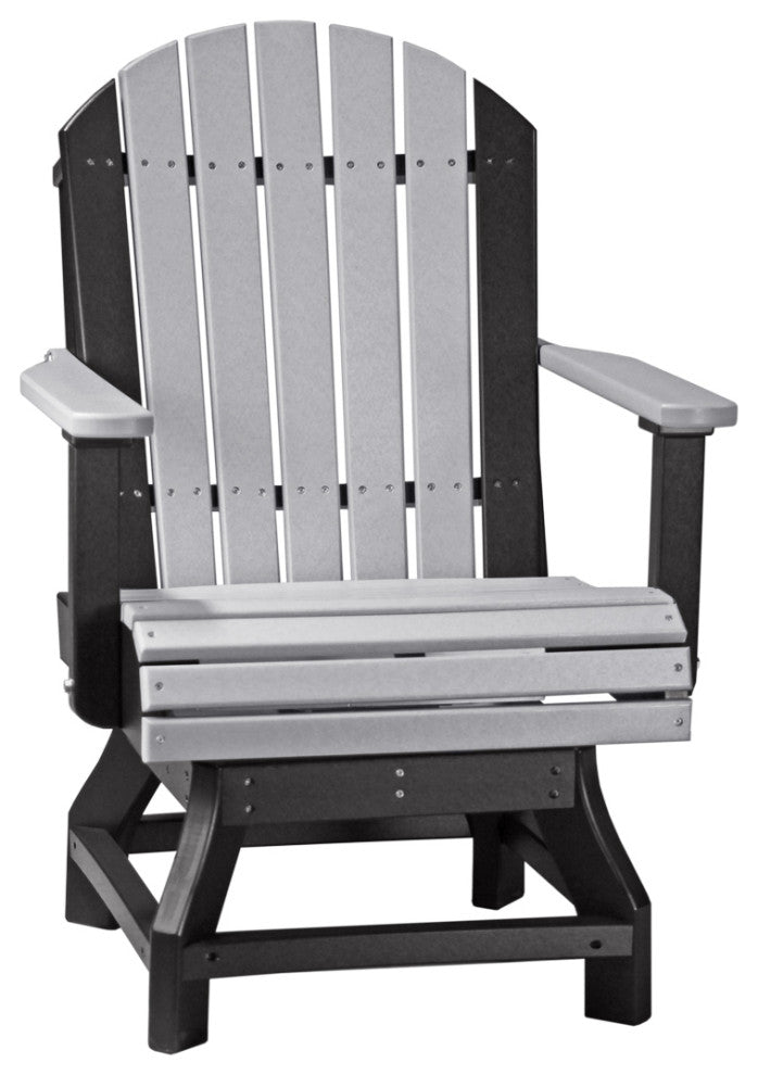 Set of 4 Poly Adirondack Swivel Chairs, Dove Gray & Black, Dining Height