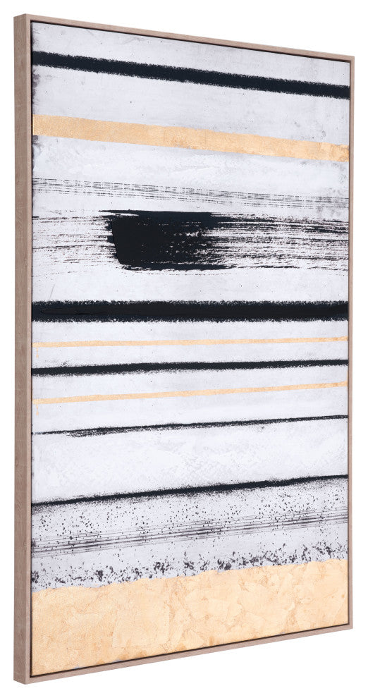 Vertical Brush Strokes Canvas Black & Gold