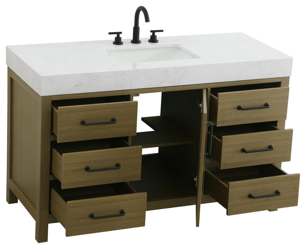 Home Living 54" Single Bathroom Vanity, Chestnut Brown