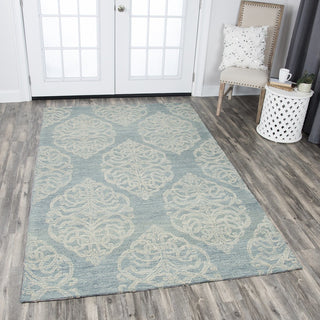 Rizzy Home Opulent OU814A Light Blue Medallion Area Rug, Rectangular 8'x10'