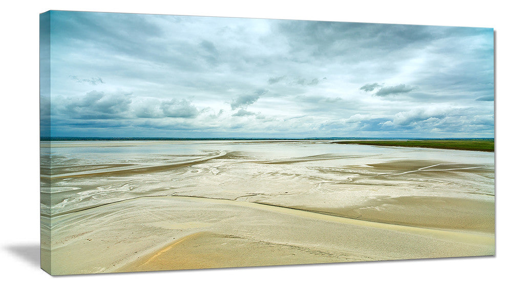 "Low Tide in Mont Saint Normandy" Landscape Wall Art Print, 32"x16"
