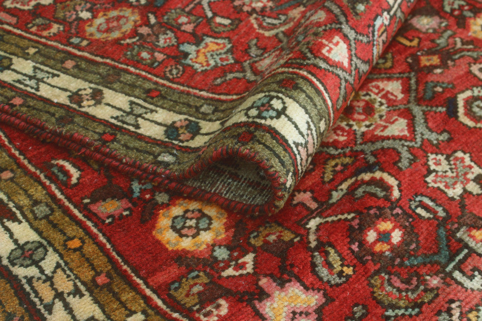 Fine Vintage Distressed Aiston Red/Ivory Runner, 2'8x12'2