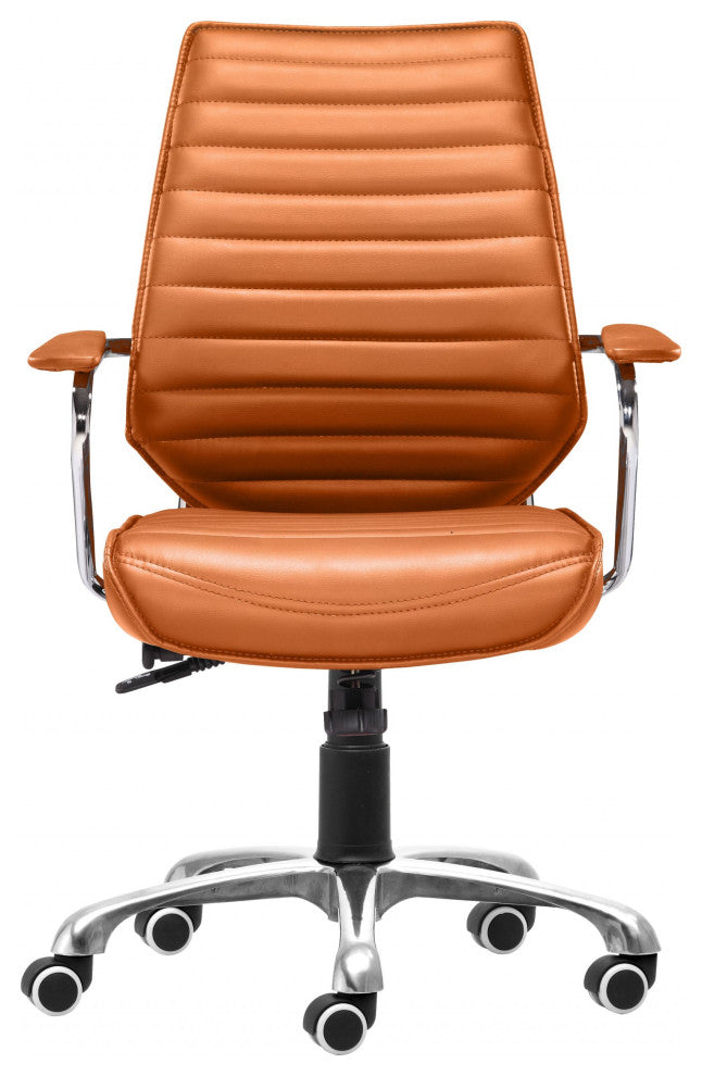 Orange Faux Leather Executive Channel Back Rolling Office Chair