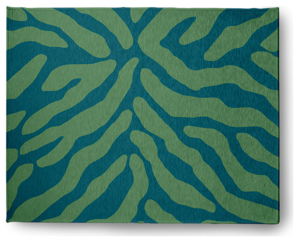 Animal Stripe Fall Design Chenille Area Rug, Green, 8'x10'