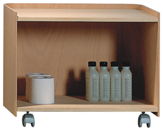 Aeri Large Wood Cart With Two Shelves And Casters