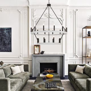 Vanity Art 20-Light Wagon Wheel Chandelier, Crackle White+classic Black