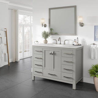 Eviva Aberdeen 42" Transitional Bathroom Vanity With White Carrara Quartz Top, Gray