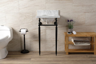 KVPB1917M380ST 19" Carrara Marble Console Sink with Brass Legs