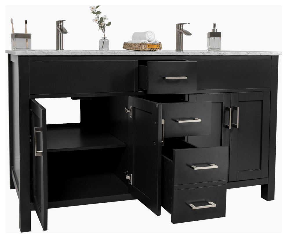 Amaya 60" Double Sink Bathroom Vanity Set, Espresso, 60"