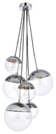 Elegant LD6095C Eclipse 6 Lights Chrome Pendant With Clear Glass
