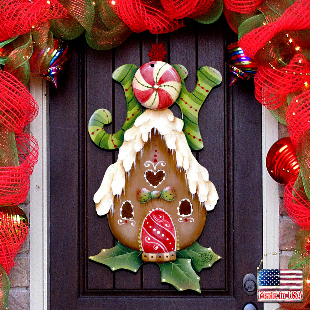 Joy Gingerbread House Door Hanger