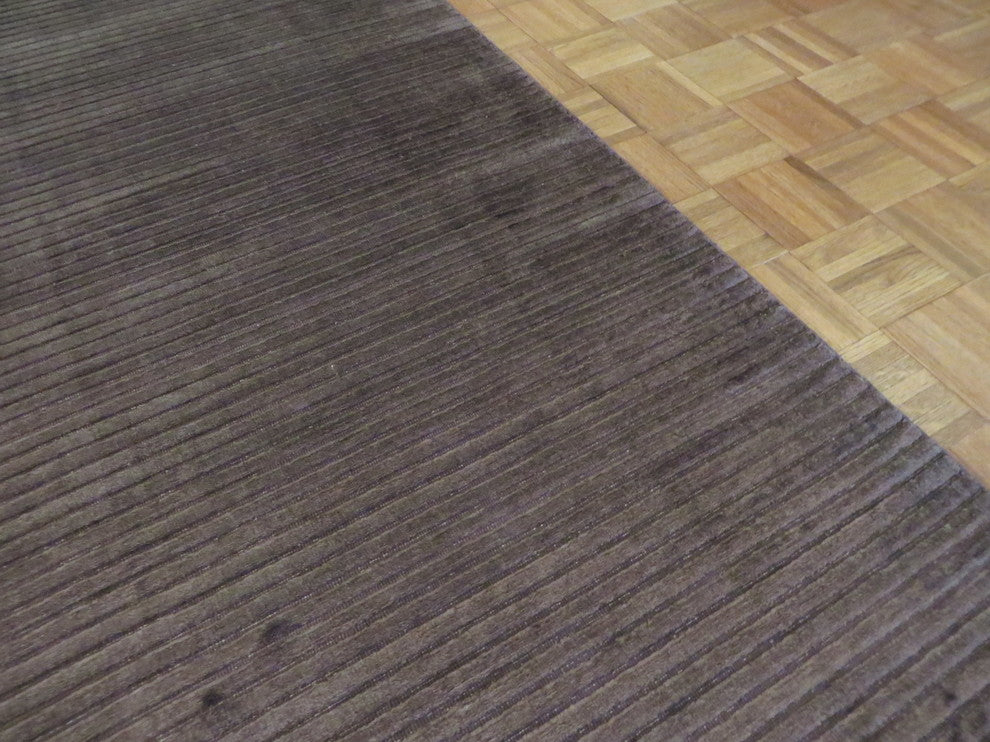 5"x8" Hand Loomed Chocolate Brown Oriental Rug Bamboo Silk Modern