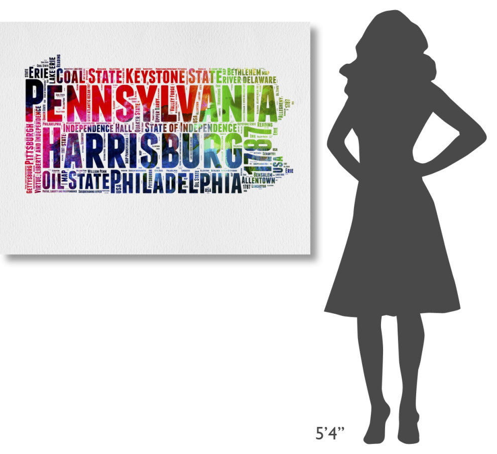 "Pennsylvania Watercolor Word Cloud" Fine Art Print