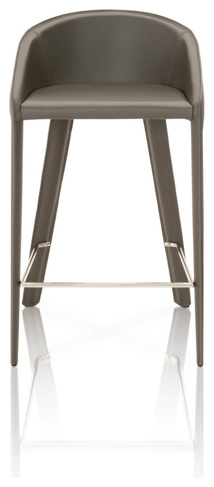 Bonded Leather Upholstered Counter Stool With Foot rest Shadow Black