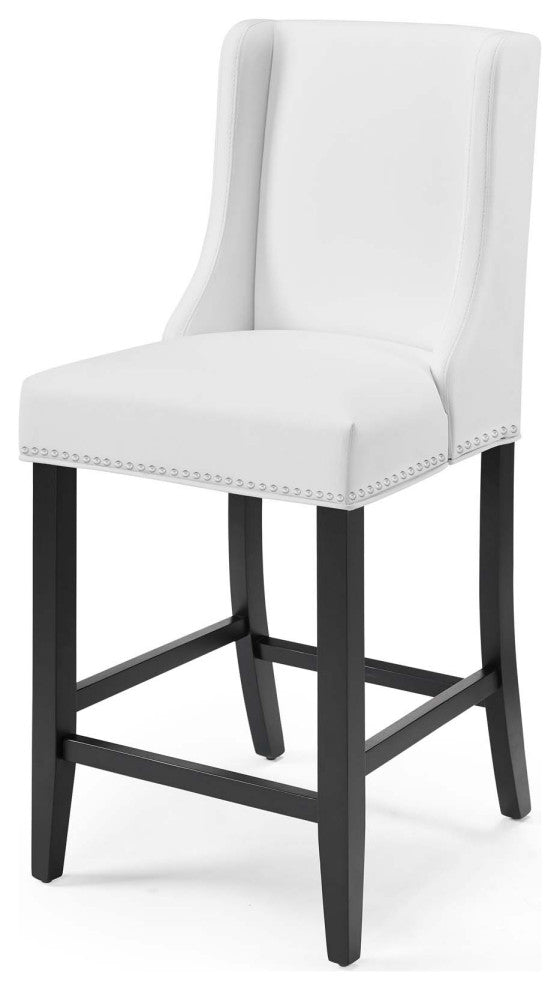 Counter Stool Chair, Set of 2, Faux Leather, Wood, White, Modern, Bar Pub Bistro