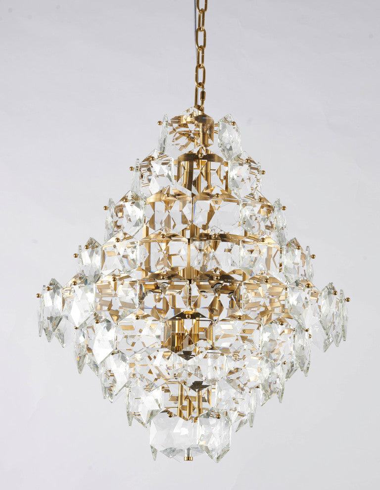 Clear Crystal Chandelier With Brass Hardware