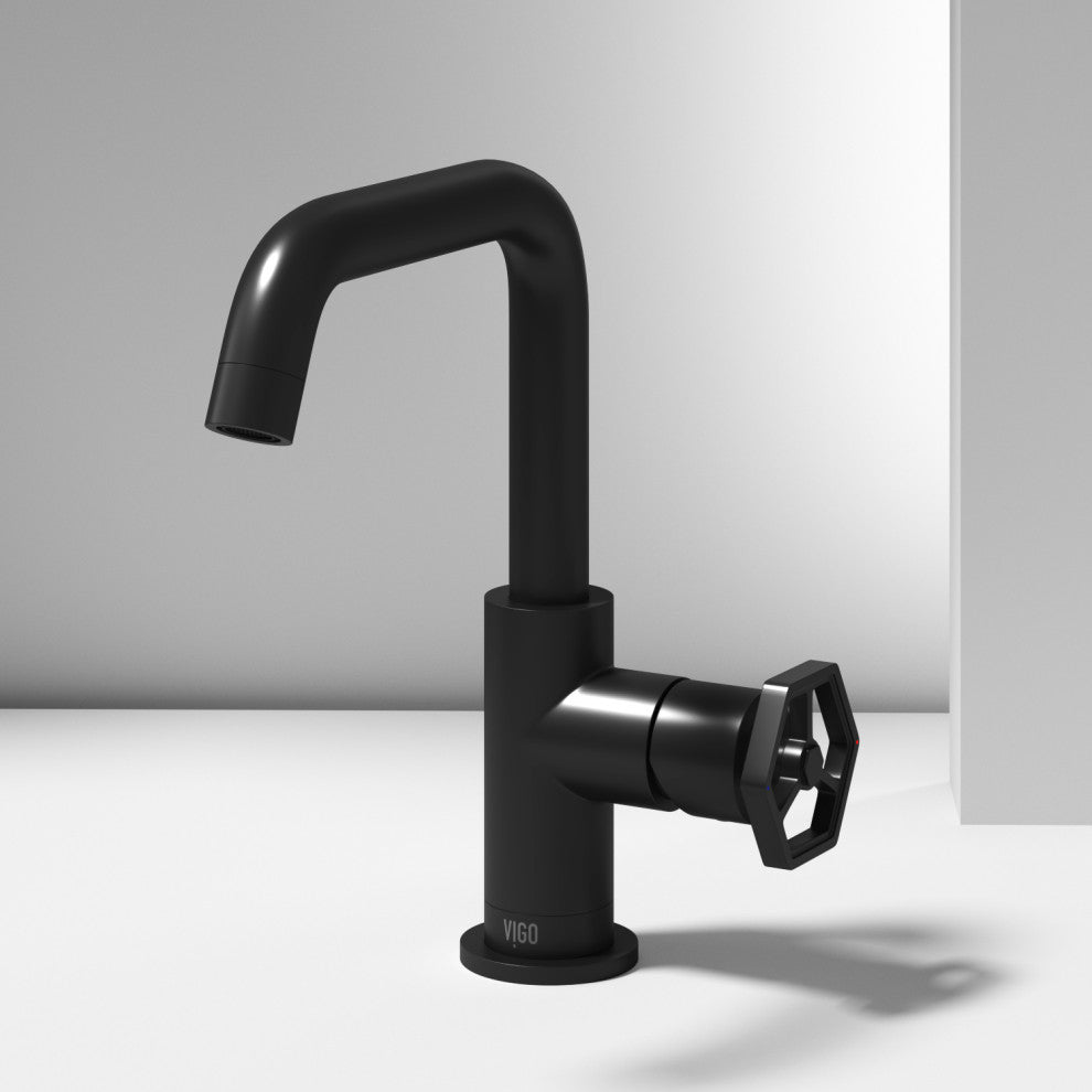 VIGO Ruxton 9" H Single Handle Single Hole Bathroom Faucet, Matte Black, Without Extras
