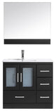 Virtu Zola 36" Single Bathroom Vanity, Espresso, Polished Chrome Faucet, Mirror