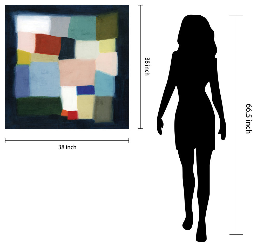 "Chromatic Cube I" Frameless Free Floating Printed Tempered Glass Wall Art