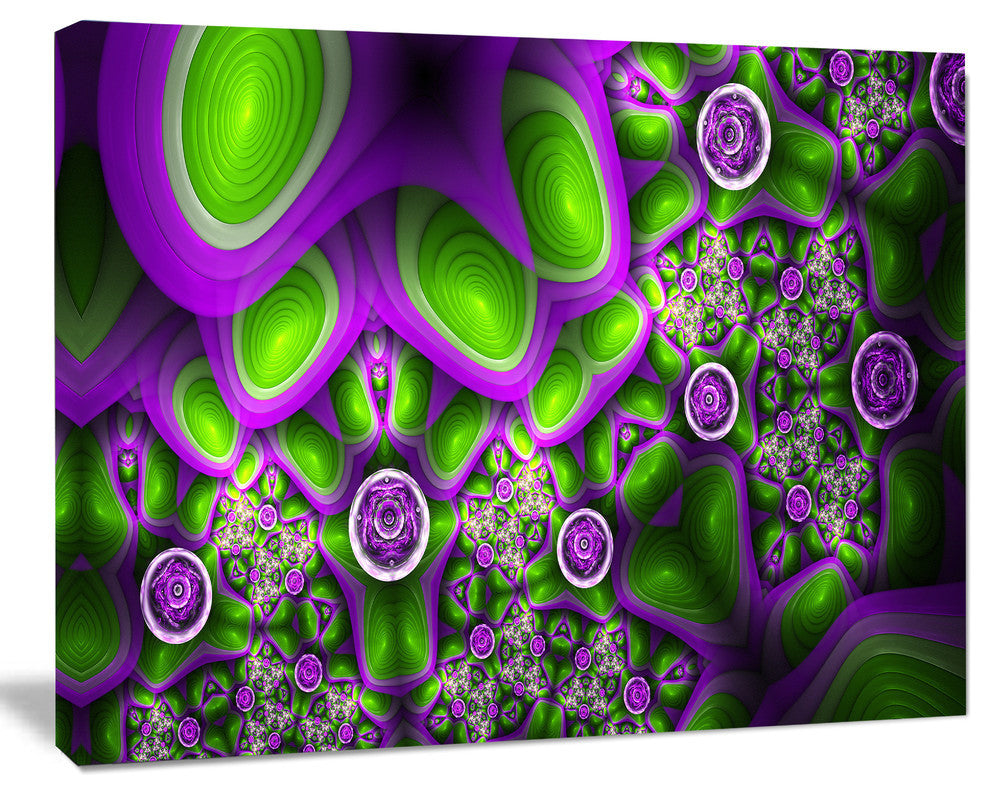 Green Purple Exotic Pattern, Abstract Wall Art Canvas, 40x30