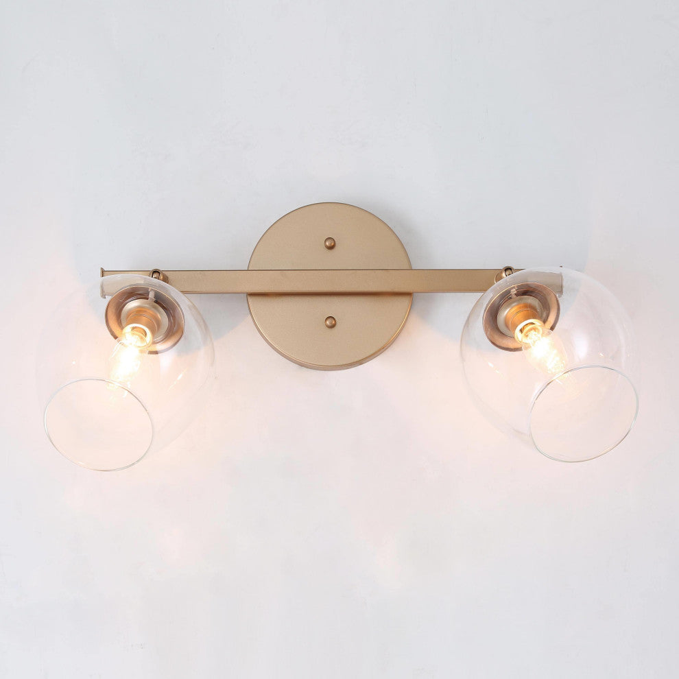 LALUZ 2-Light Gold with Glass Wine Cup Bathroom Vanity Lights
