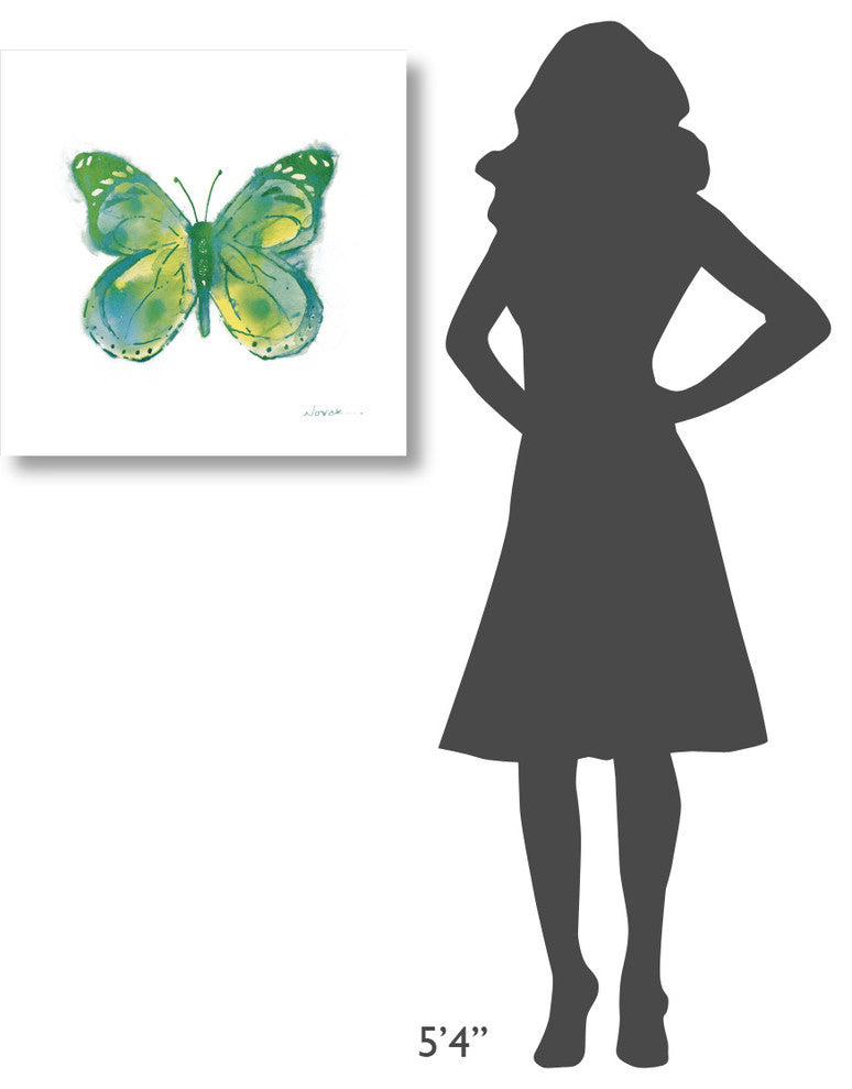 "Birdsong Garden Butterfly I on White" Paper Print by Shirley Novak, 26"x26"