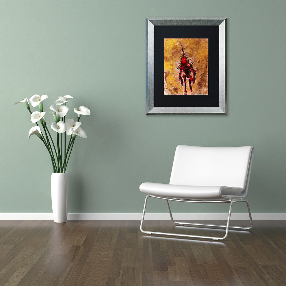Disconnect Red' Matted Framed Art, Silver Frame, Black Matte, 20x16