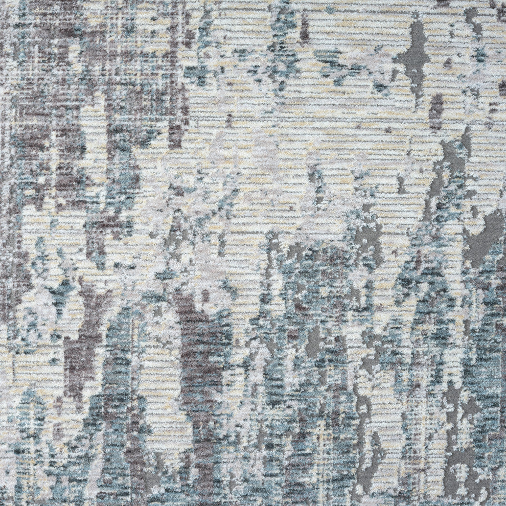 Brynn Gray/Blue Modern Abstract Indoor Area Rug, 2'6" x 8'