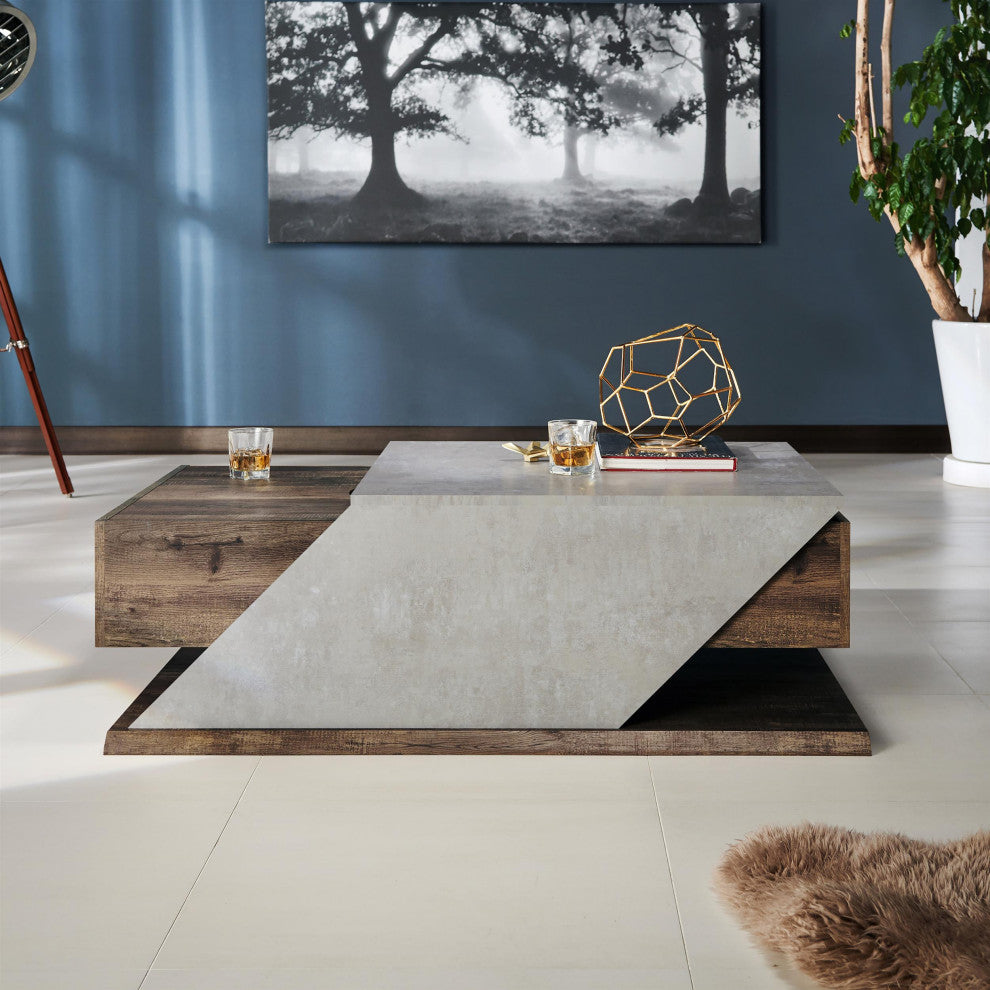 Furniture of America Menster Modern Wood Storage Coffee Table in Reclaimed Oak