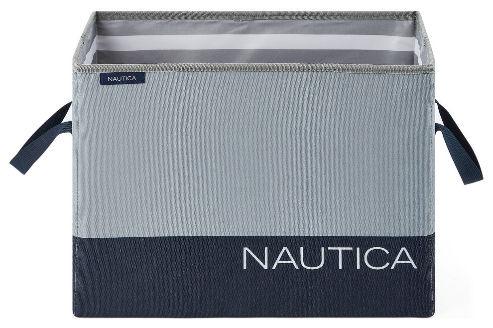 Nautica Folded Rectangle Bin, Gray Block