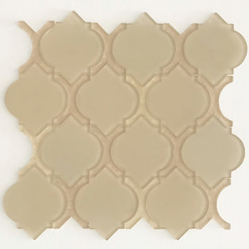 6x6-1/4 Arabesque Blend Glossy Center and Textured Frame Tile, Latte