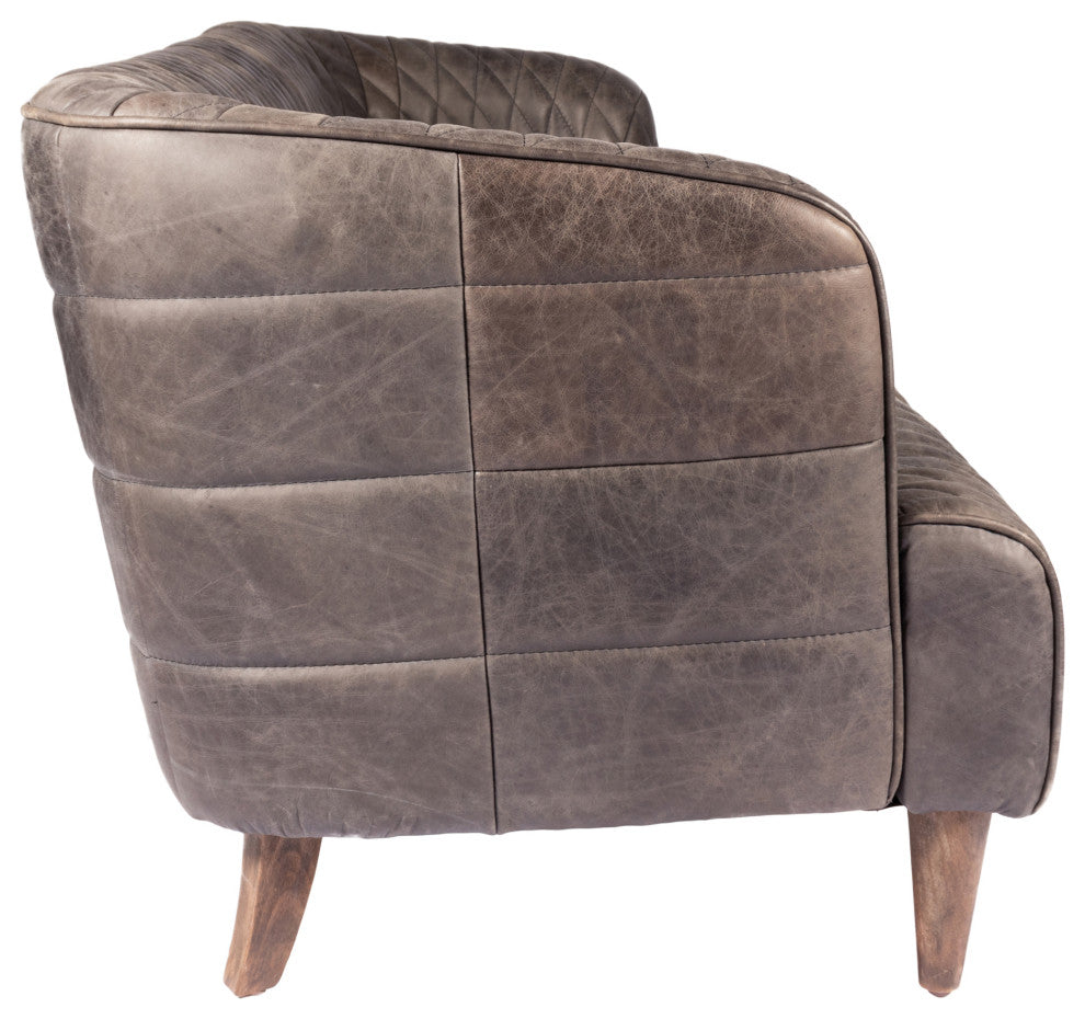 First of A Kind Magdelan Tufted Leather Sofa Nimbus Black Leather