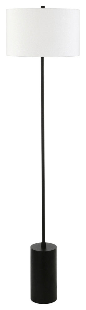 64" Black Traditional Shaped Floor Lamp With White Frosted Glass Empire Shade