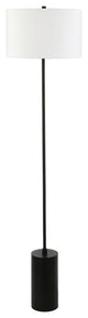 64" Black Traditional Shaped Floor Lamp With White Frosted Glass Empire Shade