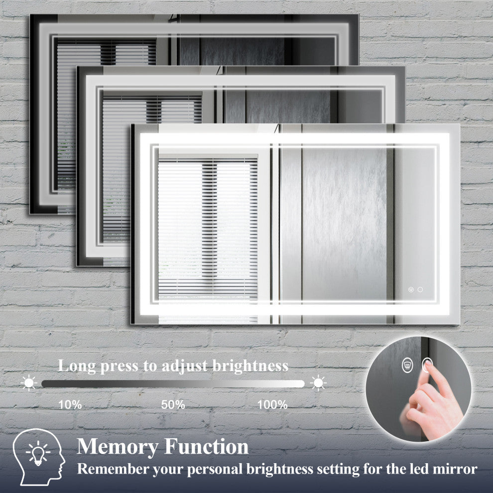 LED Bathroom Mirror, Anti-Fog Memory Dimmable IP54 Waterproof, 40"x28"