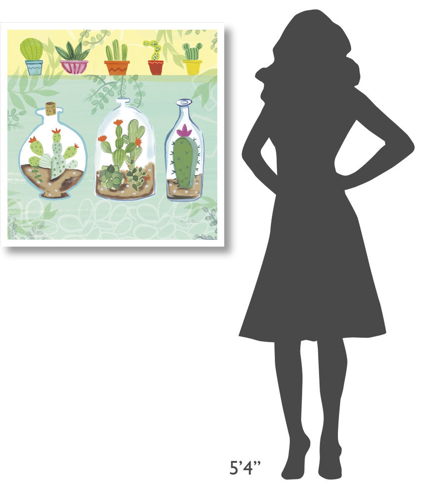 "Cacti Garden I no Birds and Butterflies" Paper Print by Farida Zaman, 32"x32"