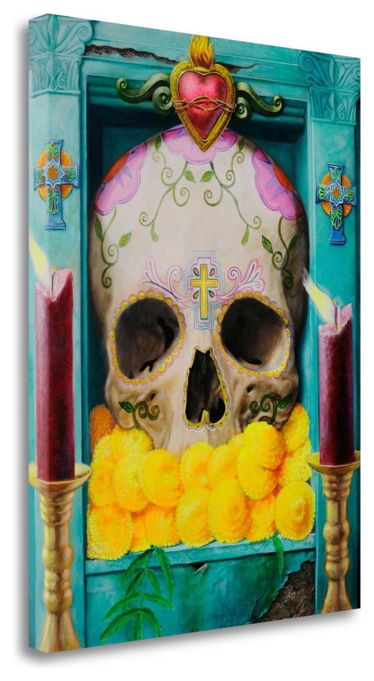 "Calavera" By Robert Valadez, Giclee Print on Gallery Wrap Canvas, Ready to Hang
